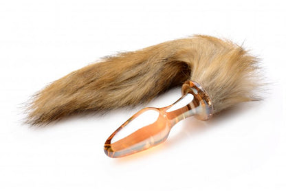 FRISKY ORANGE GLASS BUTT PLUG W/FOX TAIL