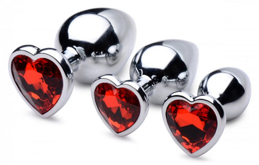 BOOTY SPARKS RED HEART GEM ANAL PLUG SET