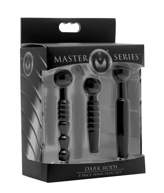 (D)MASTER SERIES DARK RODS 3 PIECE PENIS PLUG SET SILICONE