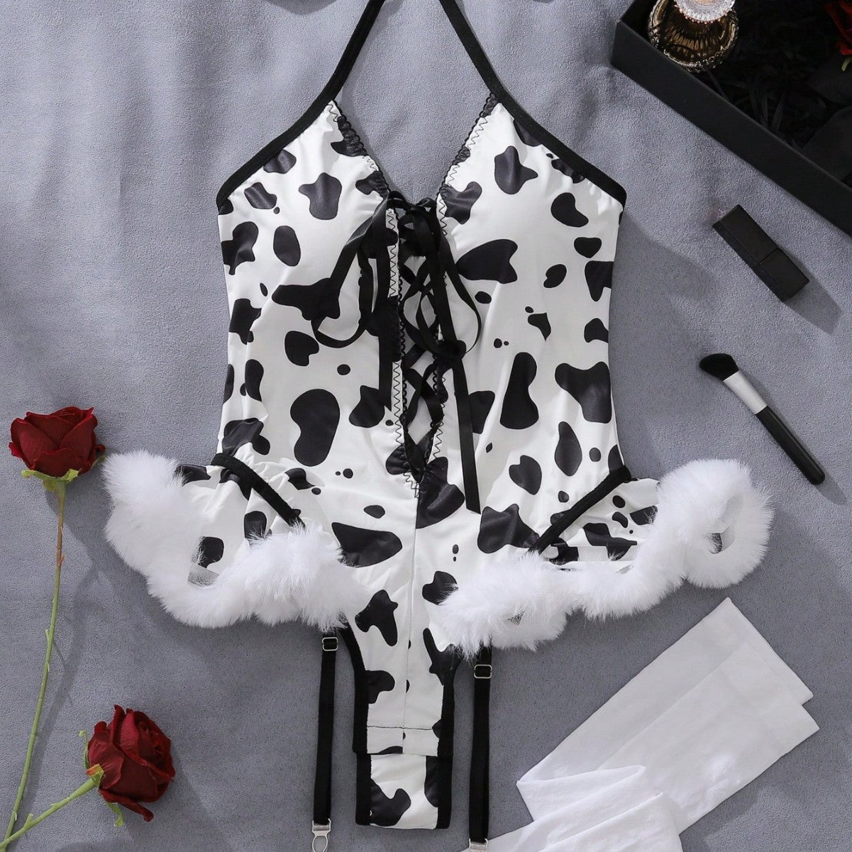 European and American Hot-Selling Festival COS Three-piece Set of Sexy Temptation Lingerie Style Cow Costume Sexy Outfit