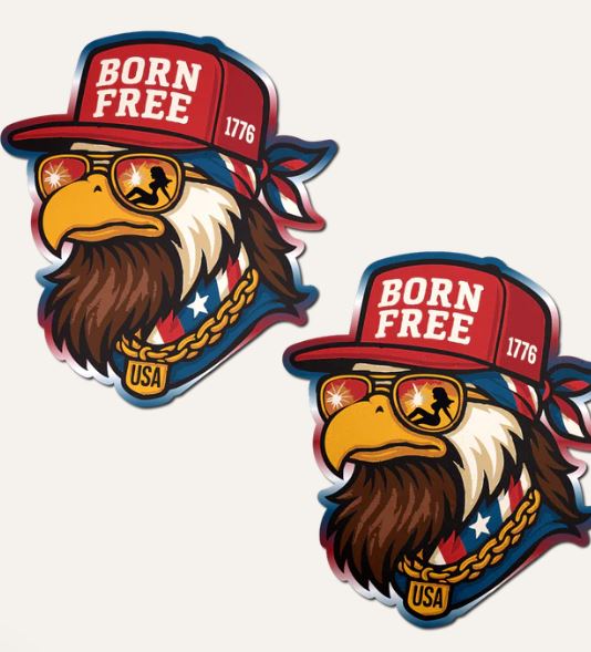 PASTEASE PATRIOTIC BORN FREE RED WHITE & BLUE A/GLORY NIPPL