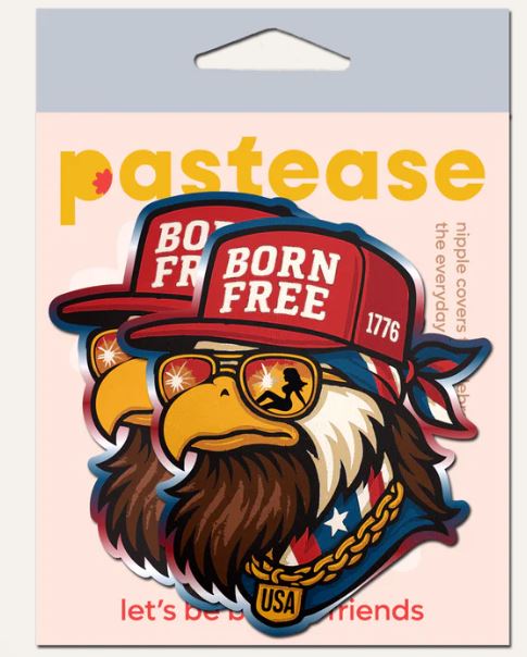 PASTEASE PATRIOTIC BORN FREE RED WHITE & BLUE A/GLORY NIPPL