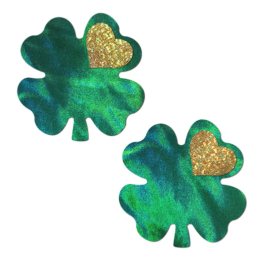 PASTEASE HOLOGRAPHIC GREEN CLOVER FULL COVERAGE
