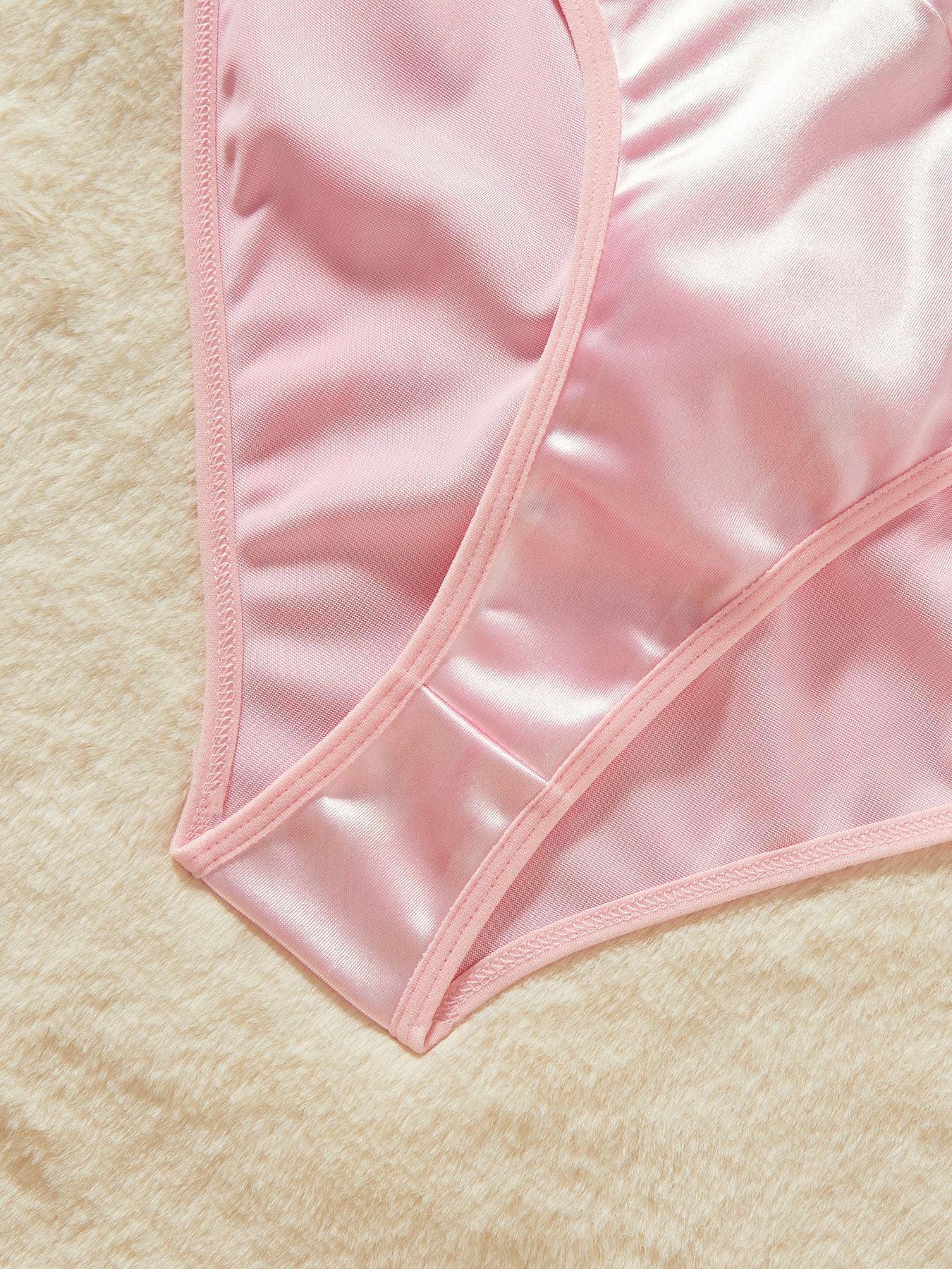 Lingerie Bodystocking Sexy Pink Bunny Girl Uniform Furry Bunny Ears and Tail Jumpsuit