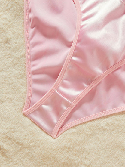 Lingerie Bodystocking Sexy Pink Bunny Girl Uniform Furry Bunny Ears and Tail Jumpsuit