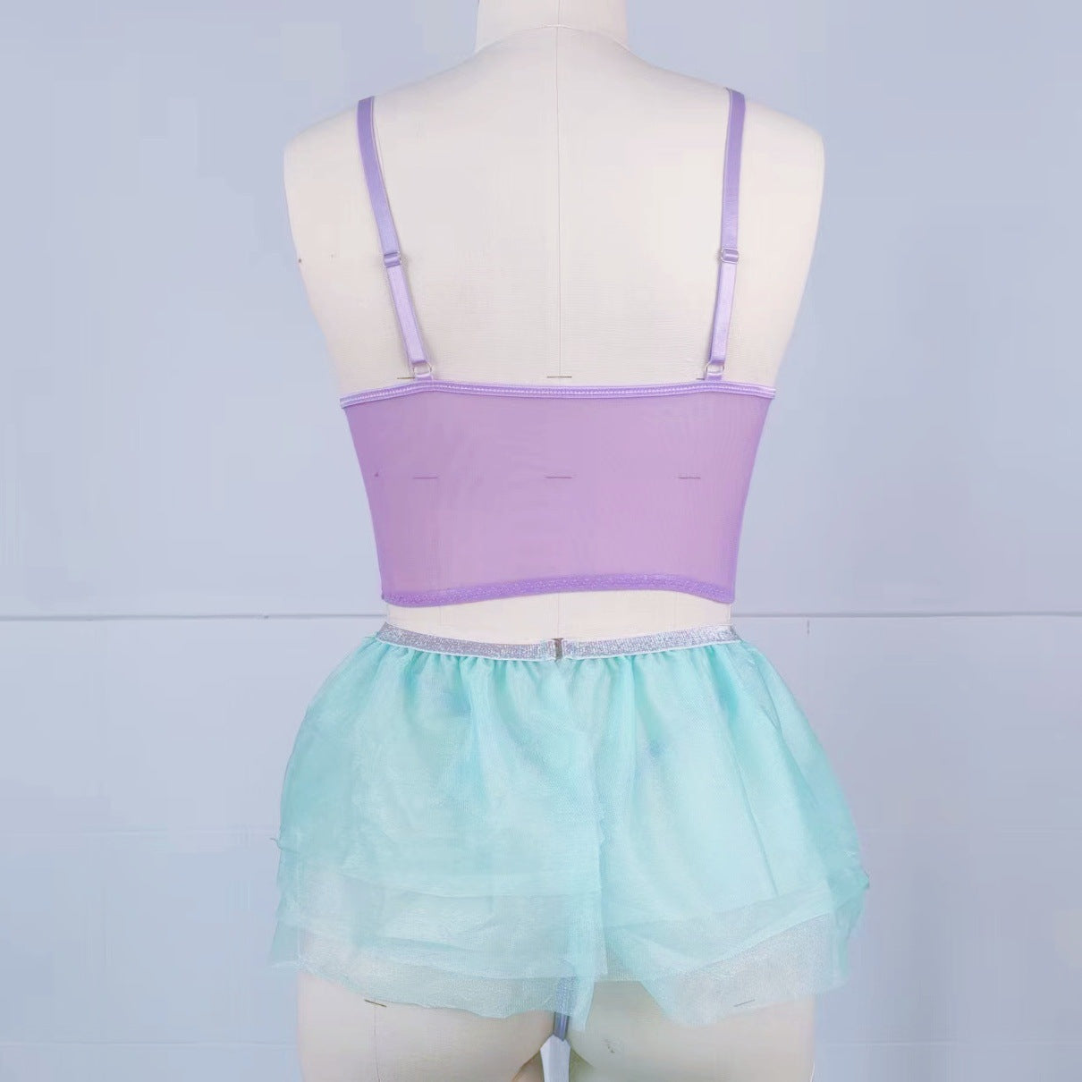 Europe and America Pearl Underwire Set Bead Chain Bowknot Strap Sexy Underwire Lingerie Set