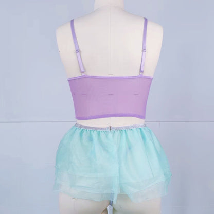 Europe and America Pearl Underwire Set Bead Chain Bowknot Strap Sexy Underwire Lingerie Set