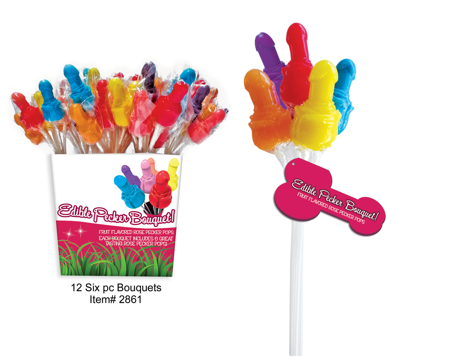 PECKER CANDY BOUQUET 72 PCS PAIL DISPLAY