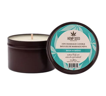 HEMP SEED 3-IN-1 MASSAGE CANDLE BODY SURFING 6 OZ