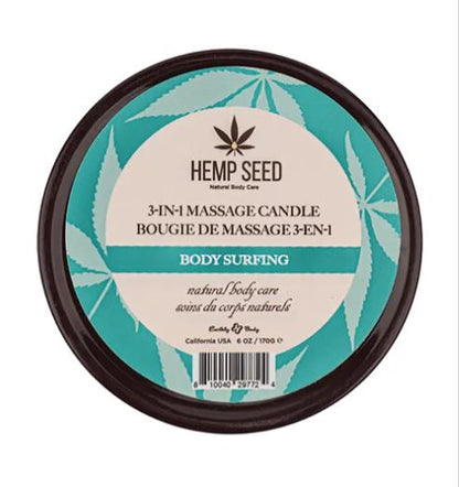 HEMP SEED 3-IN-1 MASSAGE CANDLE BODY SURFING 6 OZ