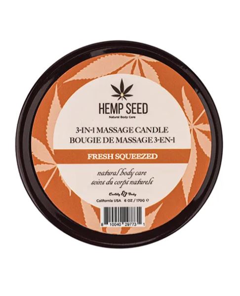 HEMP SEED 3-IN-1 MASSAGE CANDLE FRESH SQUEEZED 6 OZ