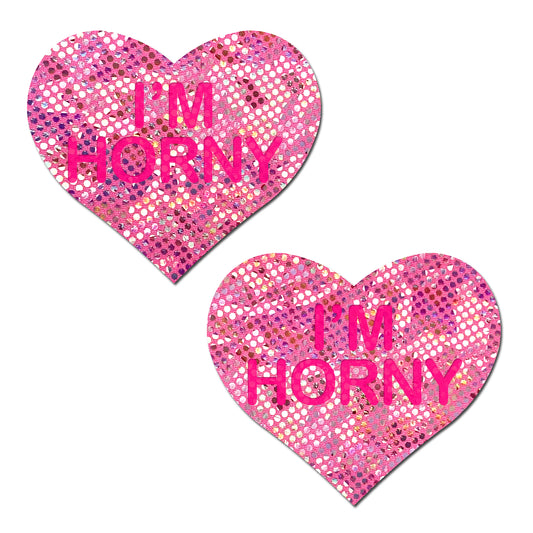 PASTEASE LOVE LIQUID PINK HEART I'M HORNY NIPPLE PASTIES