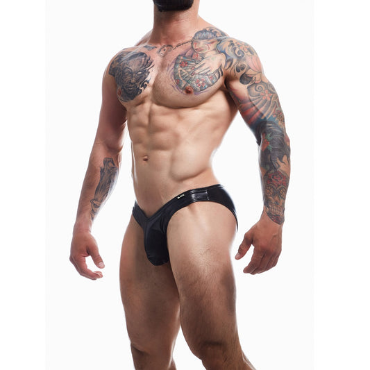 C4M Boost Black Leatherette Bikini Brief - Small