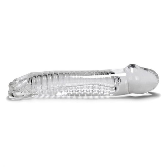 MUSCLE SMOOTH COCKSHEATH W/LENGTH INSET OXBALLS CLEAR (NET)