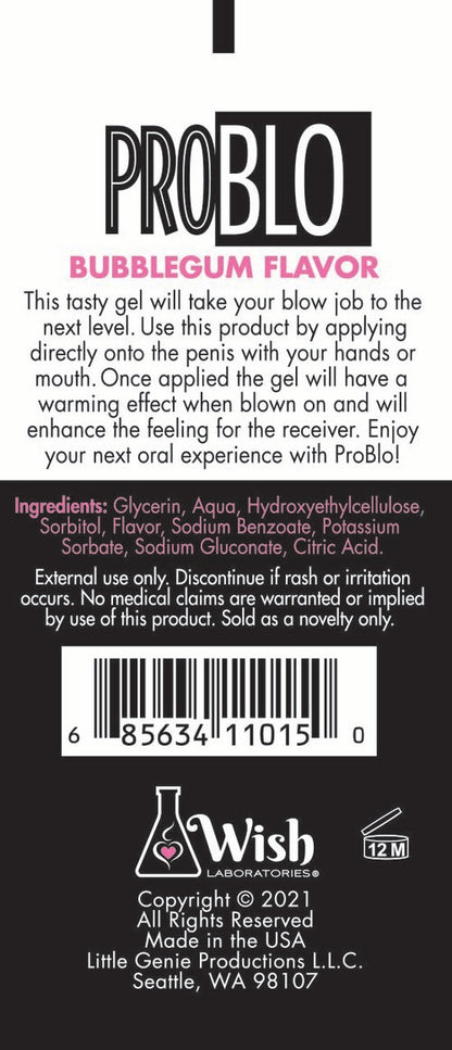 PROBLO ORAL PLEASURE GEL BUBBLEGUM 1.5 OZ