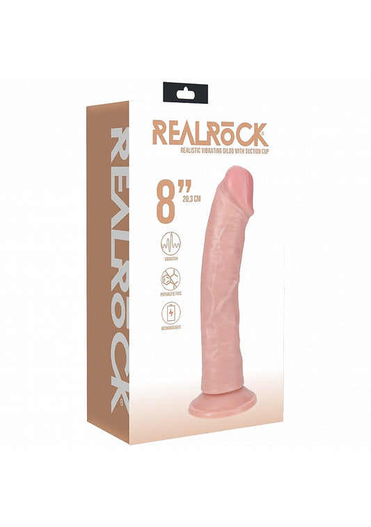 REALROCK 8IN VIBRATING COCK R/CURVE FLESH