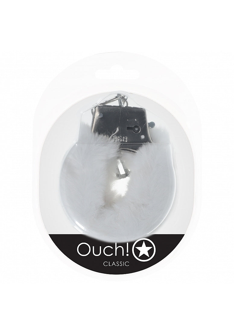 OUCH! CLASSIC FLUFFY HANDCUFFS WHITE