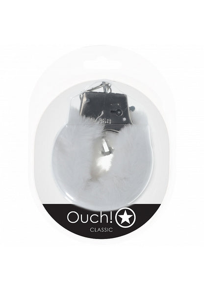 OUCH! CLASSIC FLUFFY HANDCUFFS WHITE