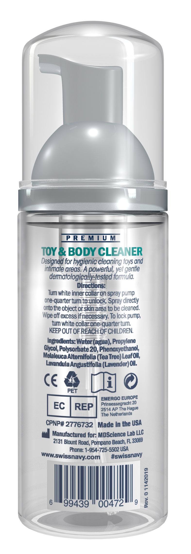 SWISS NAVY TOY & BODY CLEANER FOAMING 1.6 OZ