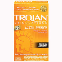 TROJAN STIMULATIONS ULTRA RIBBED 12 PACK