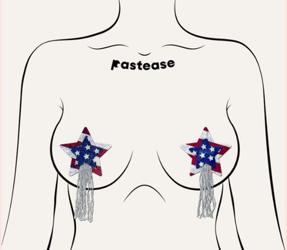 PASTEASE TASSEL A/PATRIOTIC SPARKLING STARS $ STRIPES USA