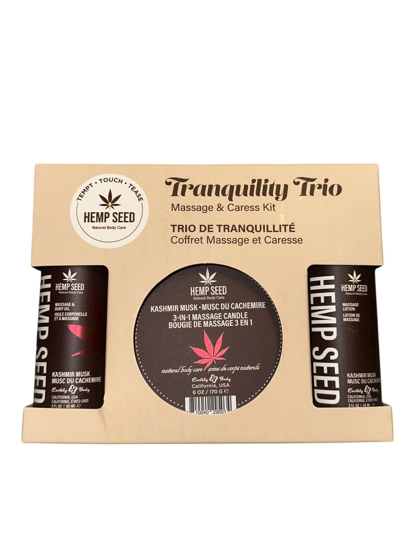 HEMP SEED TRANQUILITY TRIO GIFT SET KASHMIR MUSK 2OZ