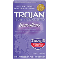 TROJAN HER PLEASURE SENSATIONS ARMOR SPERMICIDAL 12PK